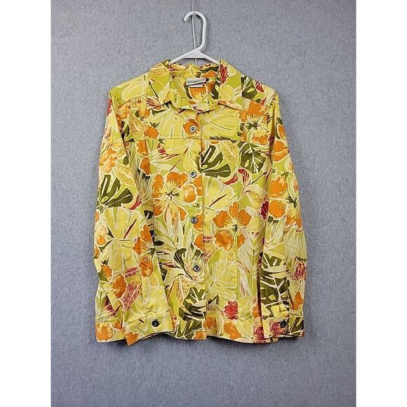 Timbuktu Station Yellow Floral LS Button Up Shacket Women's Missy 2 Small - Picture 1 of 12
